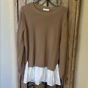 Chic Soul Tan and Cream Layered Blouse
